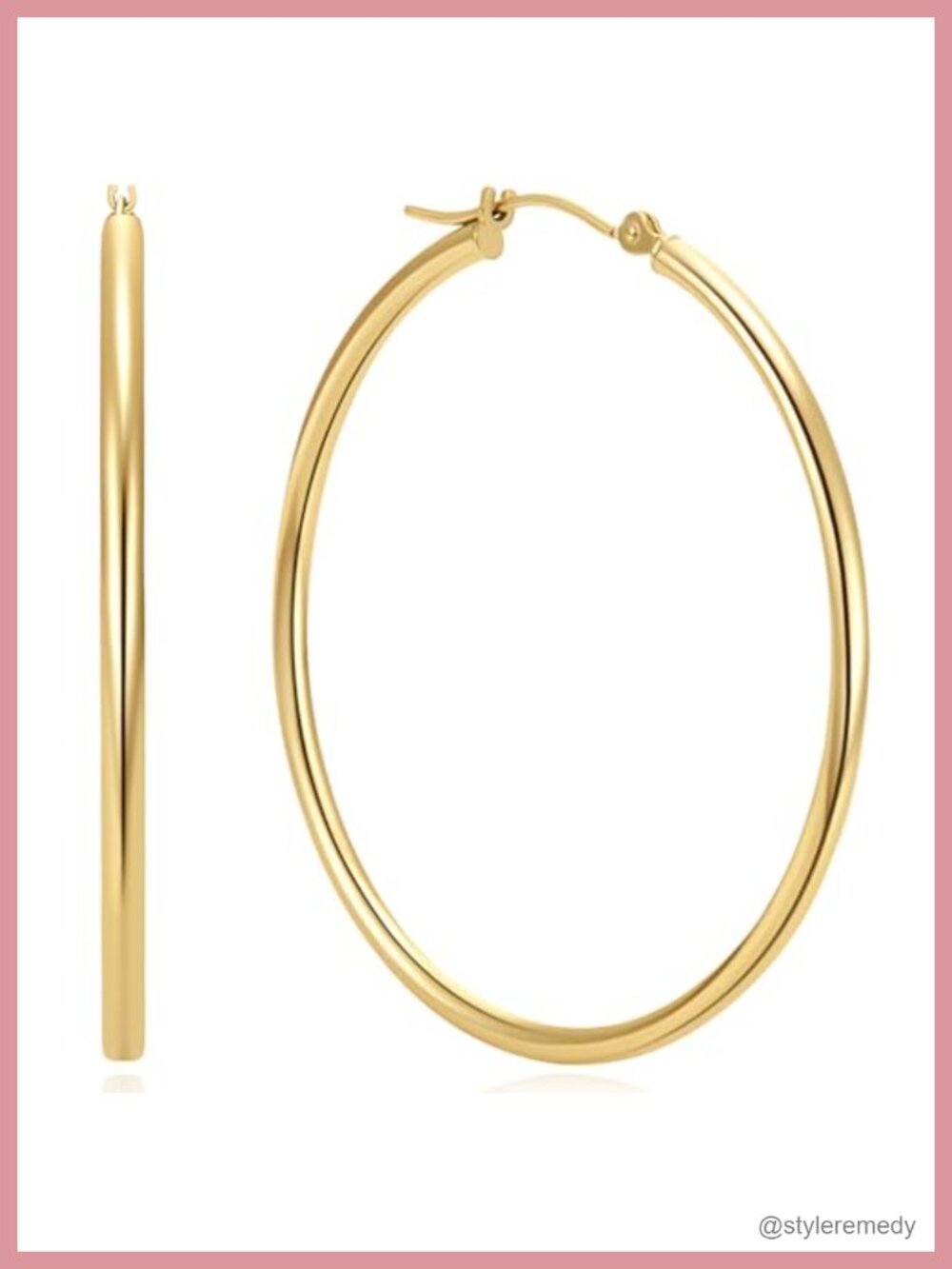 14K Gold Plated Chunky Hoop Earrings for Women 45mm Click-Top